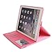 BoriYuan iPad Air 360 Degree Rotating Stand PU Leather Case Protective Flip Folio Detachable Soft Rubber Cover For Apple iPad Air with Card Slot+Screen Protector+Stylus (Pink)
