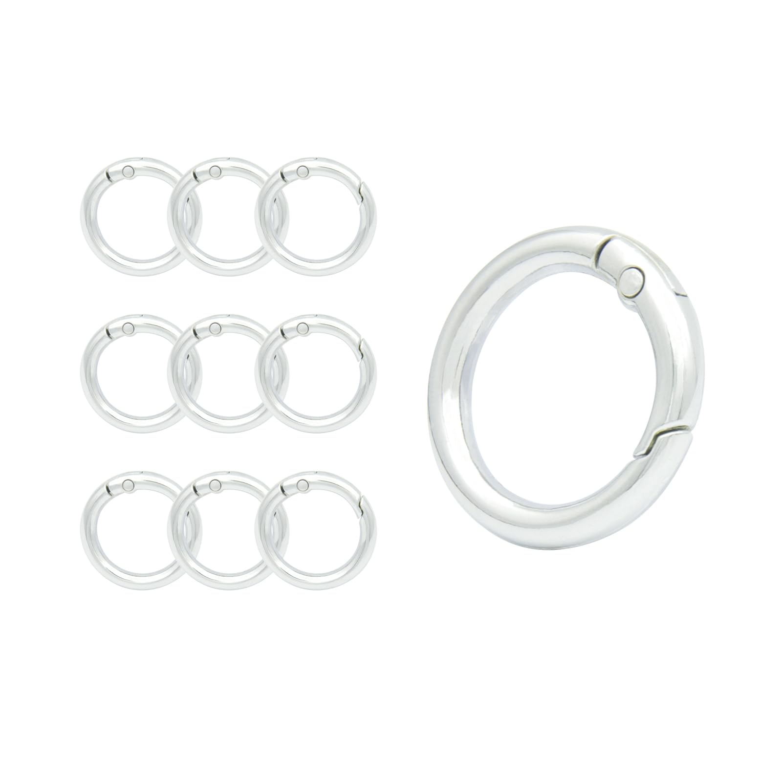 Photo 1 of 10Pack 3/4 Inch(19mm) Silver Spring O Rings Clip Keychain Metal Round Carabiner Clips Keyrings Snap Hook Buckle Shoulder Bag Purse Chain Rings Clip Replacement Keychain Lanyard Leather DIY Crafts