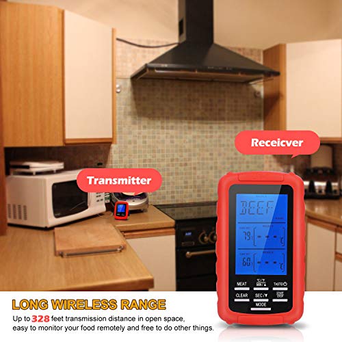 Yoocylii Digital Meat Thermometer Instant Read with Dual Probe for Smoker Digital Thermometer BBQ, Grill Cooking Remote Digital Food Thermometer and Probe, 330 Feet Range - Thumbnail 2