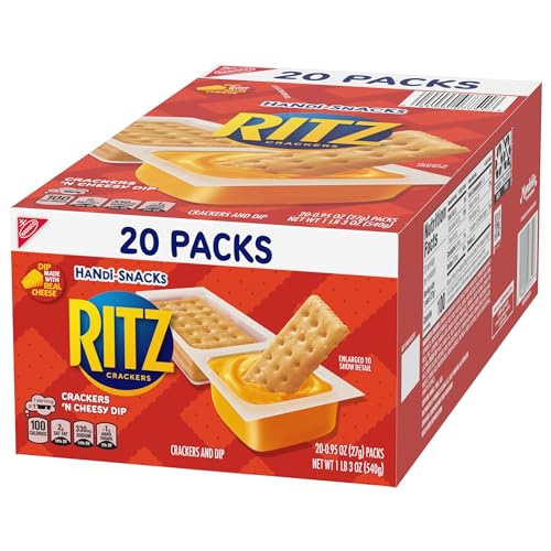 HANDI-SNACKS RITZ CRACKERS ‘N CHEESY DIP SNACK PACKS, 20 SNACK PACKS