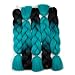 Forevery Braiding Hair Synthetic Ombre Hair Braiding Extensions High Temperature Fiber Crochet Twist Braids Black to Cyan Ombre Color (24