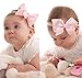Baby Girl Gifts - Elastic Lace Headbands with Flower and Bows. Best Hair Accessories for Newborn, Infant, Toddler and Older Kids. Cute Birthday or Baby Shower Gift. Soft and Stretchy Pink Head Bands.