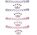 Kicko Beaded Princess Bracelets with Tiara Charm - 12 Pack - Pink and Purple Jewelry Wrist Bands - Party Favor, Fashion Accessory, Gift for Girls and Boys - 2 Inch Diameter