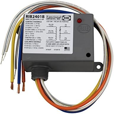 Functional Devices RIB2401B Enclosed Relay, 20 Amp Spdt with 24 Vac/Dc/120 Vac Coil