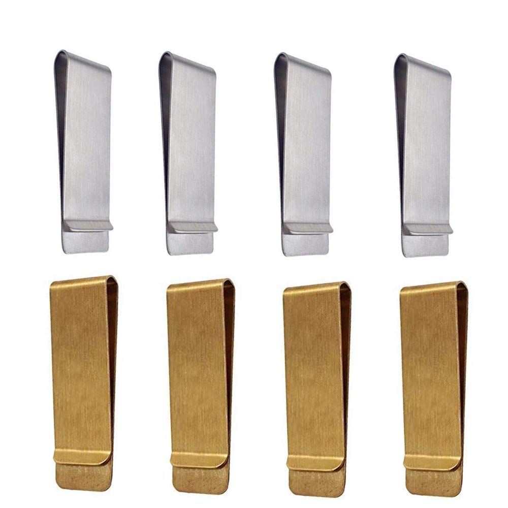 Qtopun Classic Cash Clips, Metal Credit Business Card Holder Money Paper Slim Clips for Women Men Office and Home, Silver+Copper, 2 * 0.8 * 0.3"