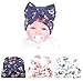 XINSHI Newborn Hat Soft Turban Baby Girl Big Bow Knot Cap (11.8-14.2 inches, A-3 Pack Navy&Pink&Blue)