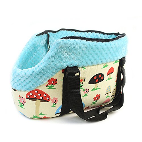 Efanr Portable Warm Pet Carrier Handbag with Zipper Small Medium Pet Dog Puppy Cat Travel Outdoor Carrier Printed Bag Dogs Cats Cozy & Soft Travel Carrying Shoulder Bag (S, Mushroom)