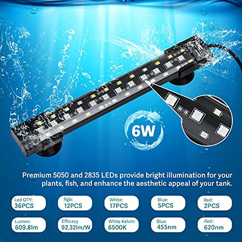 hygger 24/7 Mode Submersible Aquarium LED Light, Full Spectrum Hidden