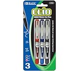 BAZIC Clio Jumbo Ink Tank Needle-Tip Mini Gel Pen with Metal Clip, Assorted, 3 Per Pack