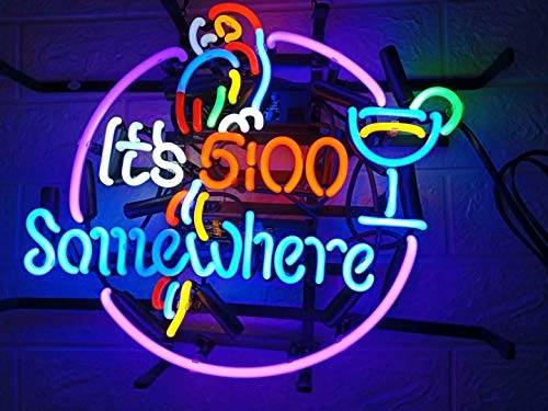 LDGJ Neon Signs for Wall Decor Handmade Sign Home It's 5 :00 S omewhere Parrot Custom Beer Bar Pub Recreation Room Lights Windows Glass Party