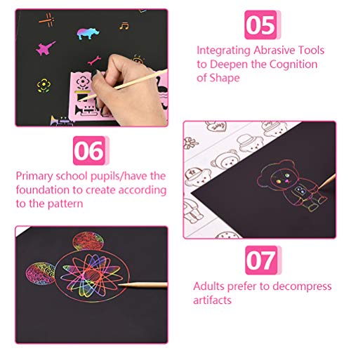 YOTINO Rainbow Painting Paper, Rainbows Scratch Paper Activity Set, Scratch Off Paper Engraving Art Set for Kids & Adults to Decorate, Arts and Crafts Gift Idea for Adult Kids - Thumbnail 4