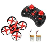 NIHUI Mini Quadcopter Drone RTF Helicopter UFO Drone with GYRO 2.4G 4CH 6 Axis AR Drone Flying RC Copter Toy Headless Nano Quadcopter LED Lights Remote Control with Wind Propeller - Red (2 Battery)