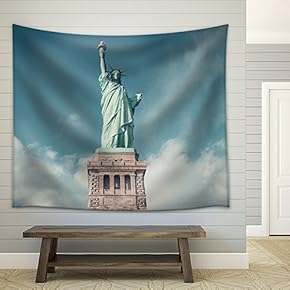 The Sacred of The Statue of Liberty Under The Blue Sky - Fabric Wall Tapestry Home Decor - 51x60 inches