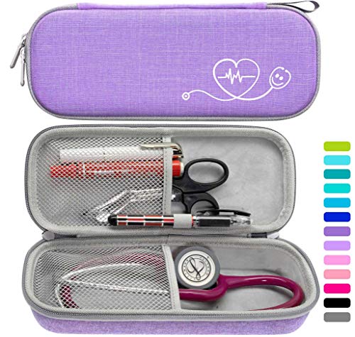 ButterFox Semi Hard Stethoscope Carry Case, fits 3M Littmann Stethoscope and Other Accessories (Purple)