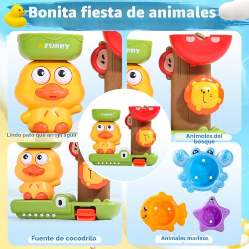 Children's Toys 1 Year Old, Baby Toy 6-12 Months, Baby Bath Toys, Baby Bath Gift, Baby Gift 1 2 Year, 1 Spoon & 3 Stackable Animal Cups, Game Boys Girls 1 2 3 Years