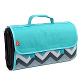 Yodo Outdoor Water-Resistant Picnic Blanket Tote, Spring Summer Blue Chevron