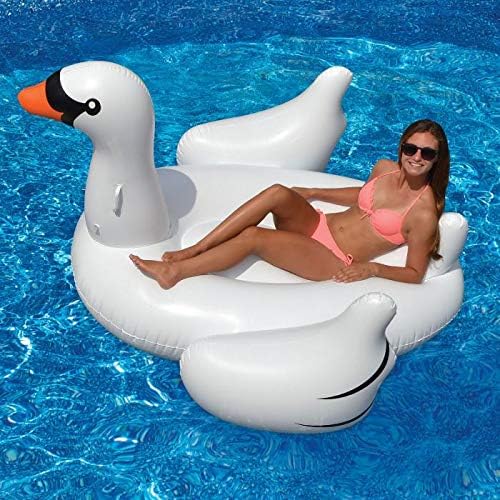 SmashingDealsDirect Inflatable Swimming Pool Float Pool Party Beach Party Lounger Summer Beach Swim Raft Bed With Rapid Valves for Adults & Kids (Swan)
