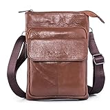 Mens Shoulder Bag, Leather Cross Body Messenger Purse Travel bag Pack Organizer