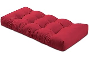ThinMay Bench Cushion 30 inches,Indoor/Outdoor Non-Slip Tufted Cushions, Premium Waterproof Linen, Soft Piano Sofa Cushions, High-Density Memory Foam(Dark Red-30x14x4in)
