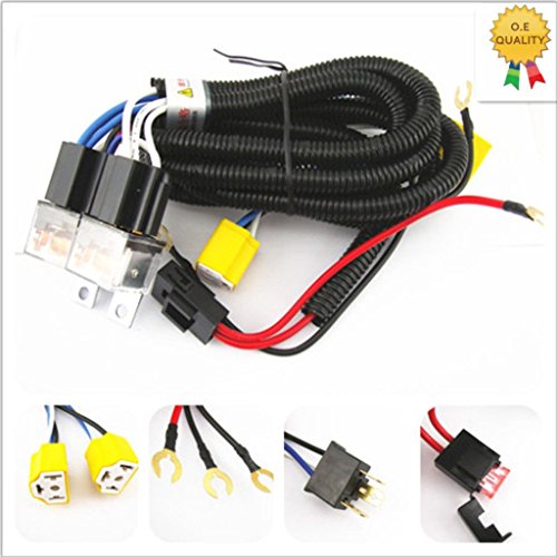 [ALL STAR TRUCK PARTS] 2-Headlight H4 Headlamp Light Bulb Ceramic Socket Plugs Relay Wiring Harness Kit