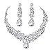Wedding Bridal Teardrop Crystal Jewelry Sets for Women (1 Set Earrings,1 PCS Necklace)