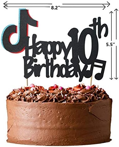 Cake Toppers Glitter 10th Tik Tok Happy Birthday Cake Topper For 10 Years Old Girls Boys Music Tik Tok Theme Birthday Party Decorations Tik Tok Cake Topper 10 Toys Games Cake Toppers Glitter 10th Tik Tok Happy Birthday Cake Topper For 10 Years Old Girls Boys Music Tik Tok Theme Birthday Party Decorations Tik Tok Cake Topper 10 Toys Games