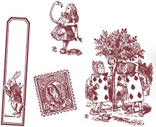 Alice in Wonderland Woodows Wooden Stamp Set (4-Piece) with Tin Box (Pattern 4)