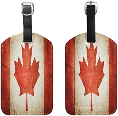 Set of 2 Canada Flag Retro Travel Luggage Suitcase Labels ID Tags