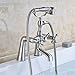 Rozin Two Holes Deck Mounted Bathtub Faucet 2 Knobs Mixing Tap with Handheld Shower Brushed Nickel