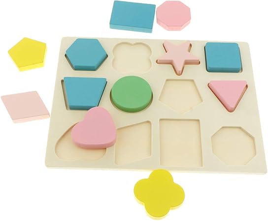 Amazon 木製パズル 図形パズル はめこみ 形合わせ 脳トレ 約22x17cm はめこみ 形合わせ おもちゃ