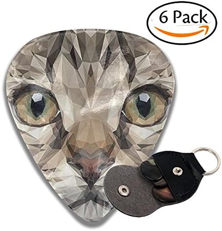 FasonKing PERFECT GIFT - Poly Cat Guitar Picks 6 Pack Heavy, Thin, Medium Gauges Celluloid Guitar Pick