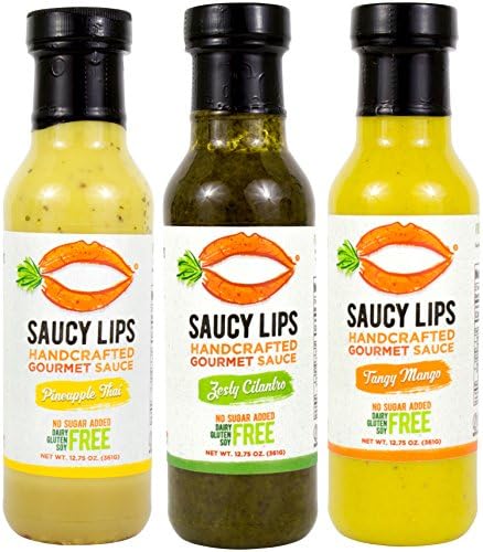 Vegan &amp; Paleo Salad Dressings, Marinades, and Cooking Sauces by Saucy Lips - Best Selling Variety Pack - Gluten Free, Low Sodium, No MSG, Low Carb, Soy Free, Dairy Free, Nut Free(12.75 oz)(3-pack)