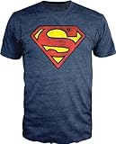 Superman Logo Shield Heathered Navy T-Shirt (X-Large)