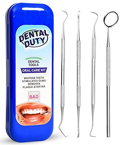 Professional Dental Hygiene Kit, Calculus Plaque Remover Set, Stainless Steel Tools, Tarter Scraper, Tooth Pick, Dental Scaler and Mouth Mirror Instruments. Hygienist Kit, Home Use Tools For Adults