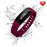 Fitness Tracker Heart Rate Monitor Blood Pressure Bracelet Sedentary Reminding Sleep Management Alarm SNS Call Reminder Pedometer Sport Activity Healthy Wristband with OLED Touch