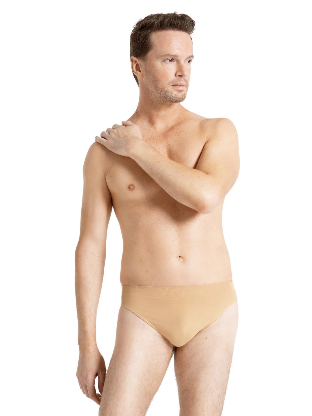 Photo 1 of Capezio Men's Reinforced Front-Lined Thong Dance Belt, Natural, Small