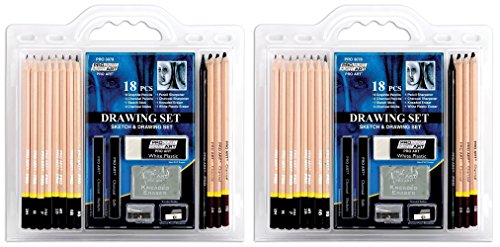 Pro art llnijn 18-piece sketch/draw pencil set, 2pack of pencil s…