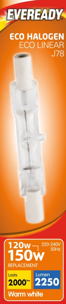 Eveready Eco Halogen Linear Light Bulb, Glass, Clear
