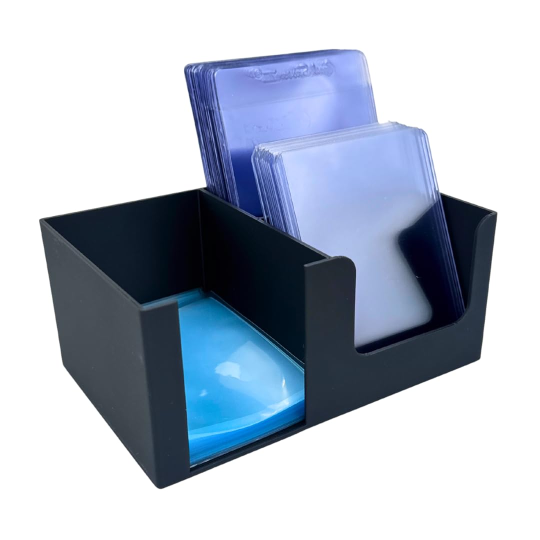 EnderToys CardCare Deluxe - Black, TCG Sleeve, Toploader, and Semi-Rigid Storage Caddy, Gravity Feed Dispenser Box