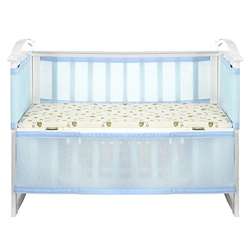 Holoras Baby Mesh Crib Liner Bumper, Nursery Crib Bumper for Standard Cribs, Machine Washable and Adjustable Velcro, 2 Panels, Blue