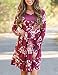 ZESICA Women's Long Sleeve Floral Print Pleated Casual Swing Tunic T-shirt Dresses