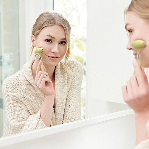 Jade Roller for Face + Convenient Mask Applicator Brush, 100% Real Natural Jade Stone roller, Anti-Aging Jade Beauty Skin-care Tool to Rejuvenate Facial Skin Cooling, Slimming & Firming - Thumbnail 5