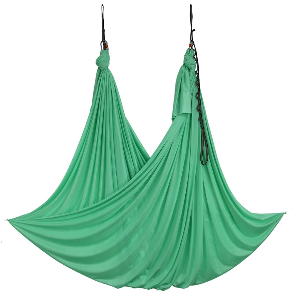 WELLSEM Deluxe L:5.5 Yards W:3 Yard Yoga Flying Swing Aerial Yoga Hammock Silk Fabric for Yoga Anti-gravity Pilates (Light Green)