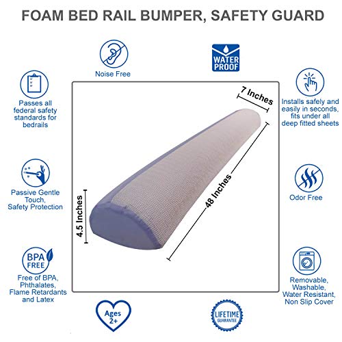 Toddler Bed Rail Bumper Foam Safety Bed Rail, Portable Bedside Sleep