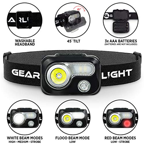 GearLight LED Headlamp Flashlight V500 [2 PACK] - Running, Camping, and Reading Head Lamp/Headlight - Perfect Headlamps with Red Light for Adults and Kids - Thumbnail 4