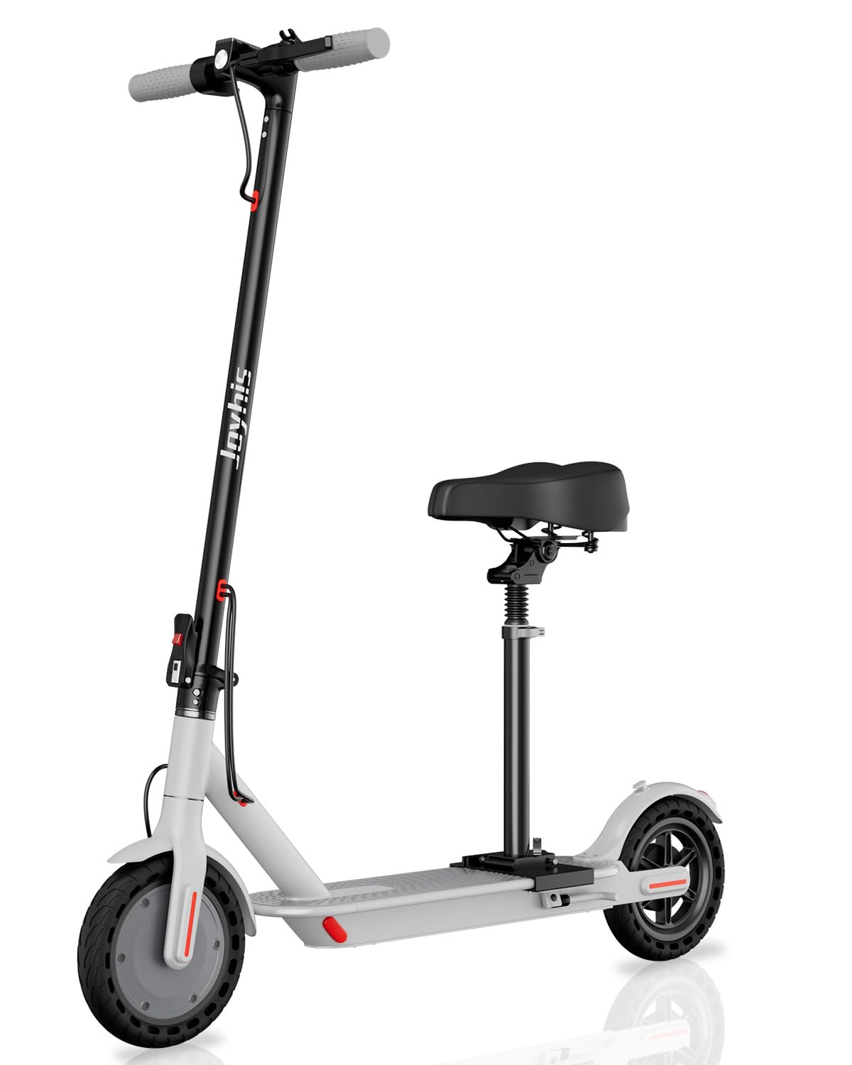 Electric Scooter Adults, Max 16Mph & 10-15 Miles Range E-Scooter, E-Scooter with APP Control, Powerful 350W 8.5" Solid Tires Foldable Electric Scooters (Seats Optional) (JS01-5.2ah-Grey1) Image