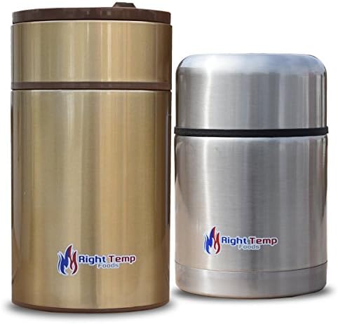 Right Temp Foods Stainless Steel Compact Bottle - 2 pack (Silver 20oz / Gold 27oz)