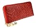 Heshe Women Rose Pattern Zipper Around Organizer Clutch Card Case Holder Money Clip Long Wallet