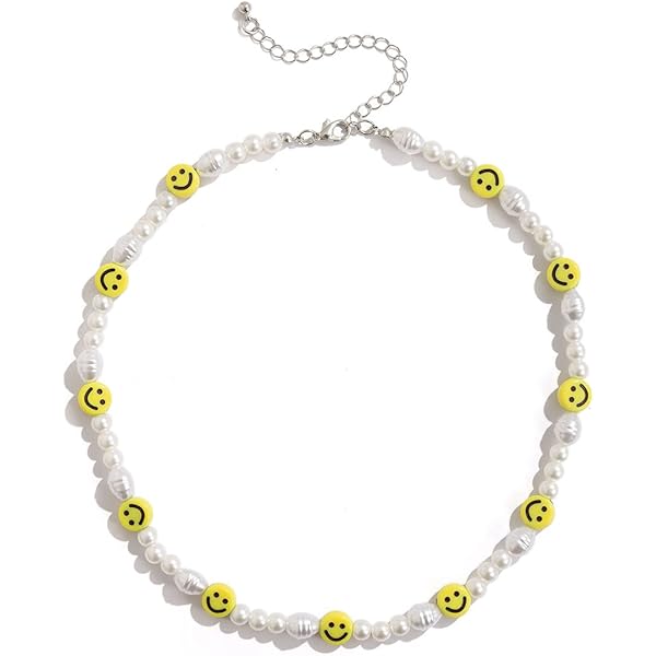 Amazon.com: Pearl Necklace Smile Face Necklace for Women Men,Soft