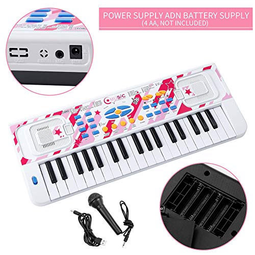Love&Mini Kids Piano - Portable Electronic Musical Instrument Piano Toy for Toddler Early Learning Educational Keyboard with Microphone - Thumbnail 5